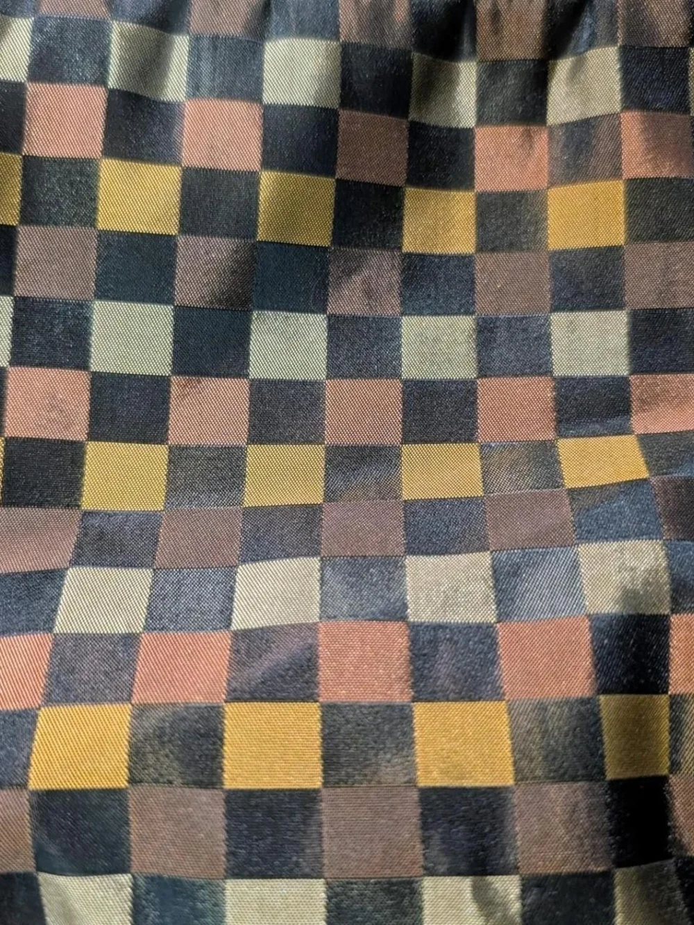 Unique Checkered satin pouch purse with black thread rope